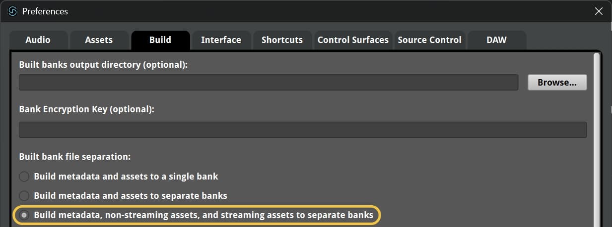 Built bank file separation