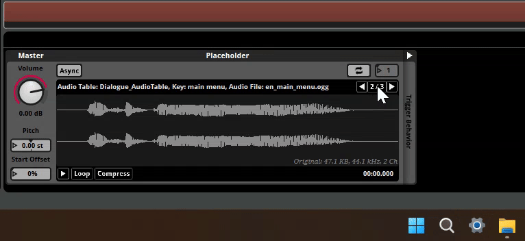 select AudioTable Key